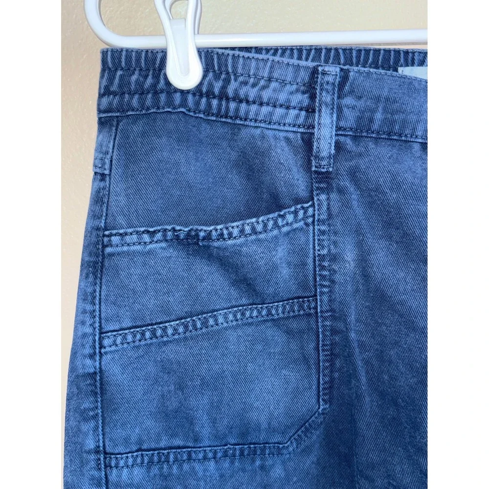 Free People We the Free Blue Denim Cargo Jogger Pants High Rise Utility Indigo
